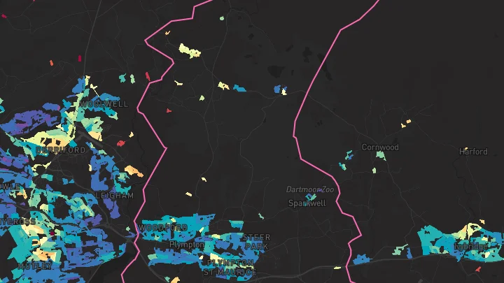House price heatmap showing property values across Plymouth
