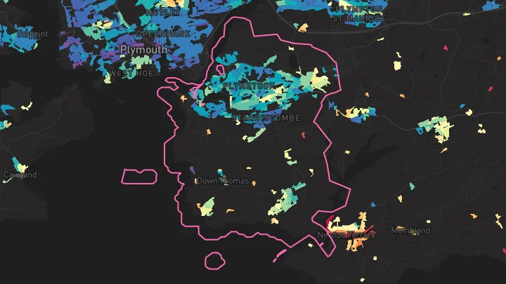 House price heatmap showing property values across Plymouth