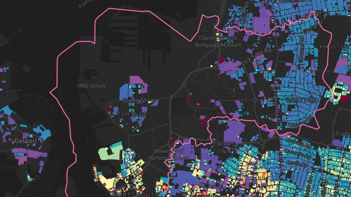 House price heatmap showing property values across Portsmouth