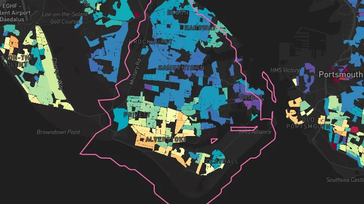 House price heatmap showing property values across Gosport