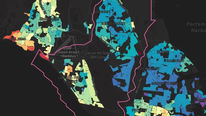 House price heatmap showing property values across Gosport