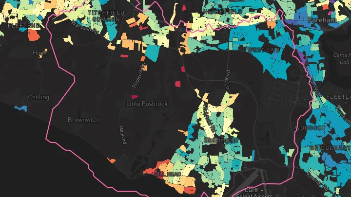 House price heatmap showing property values across Fareham