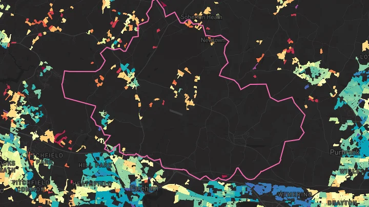 House price heatmap showing property values across Wickham