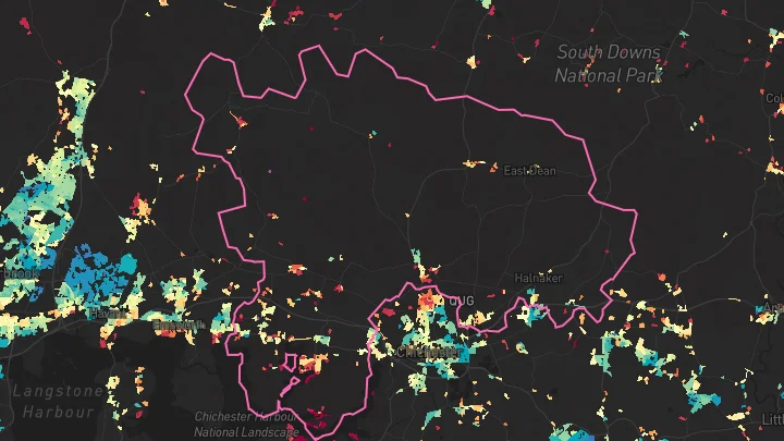House price heatmap showing property values across Bosham
