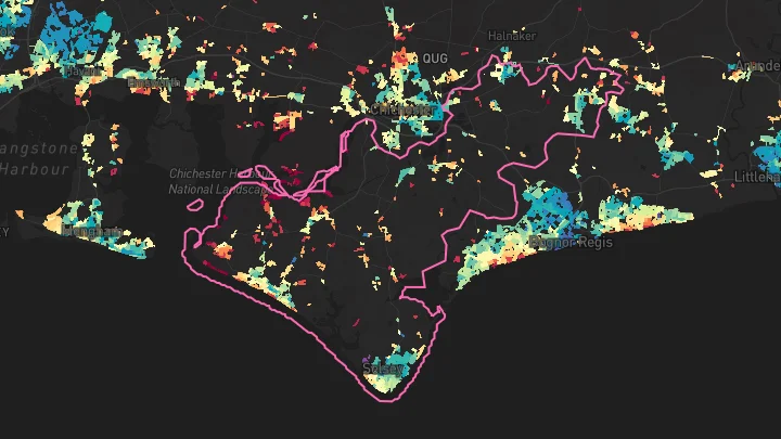 House price heatmap showing property values across Selsey