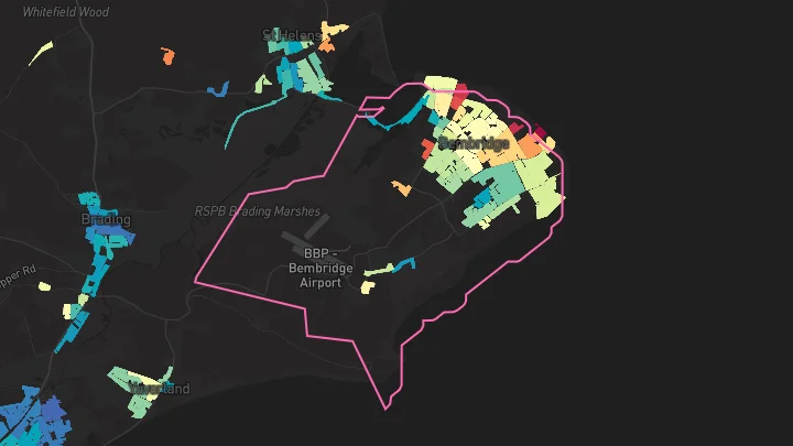 House price heatmap showing property values across Bembridge