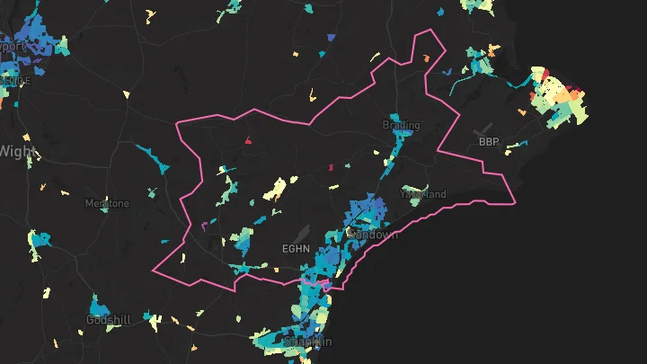 House price heatmap showing property values across Sandown