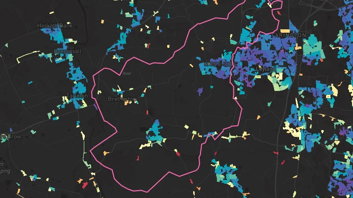 House price heatmap showing property values across Croston