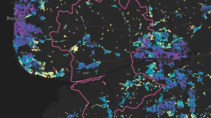 House price heatmap showing property values across Kirkham