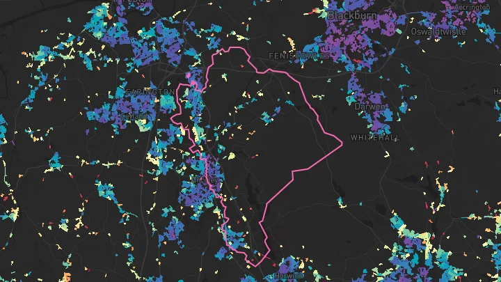 House price heatmap showing property values across Clayton Le Woods