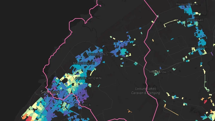 House price heatmap showing property values across Southport