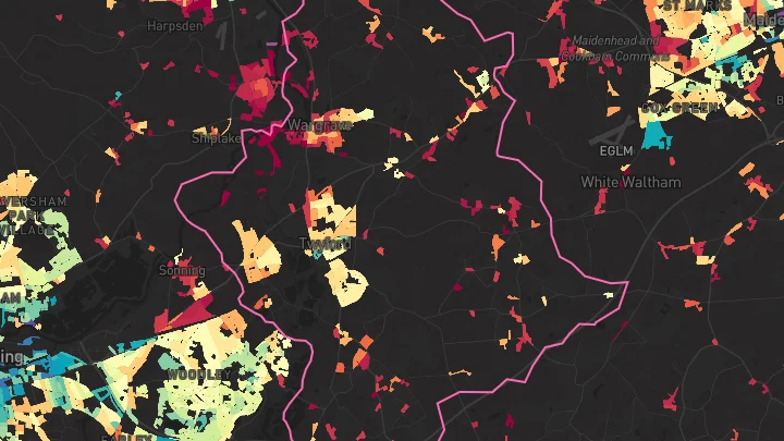 House price heatmap showing property values across Twyford