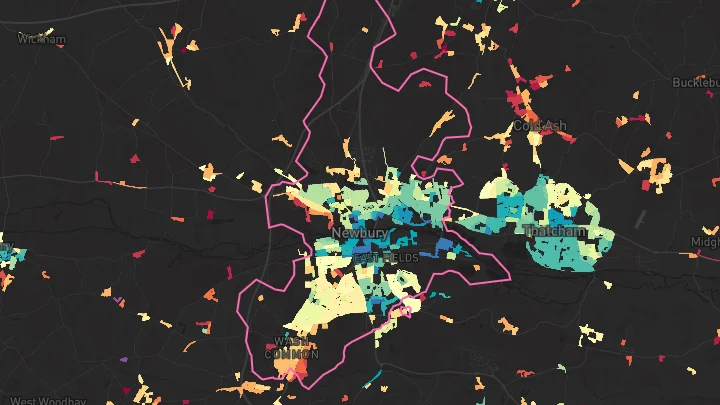 House price heatmap showing property values across Newbury