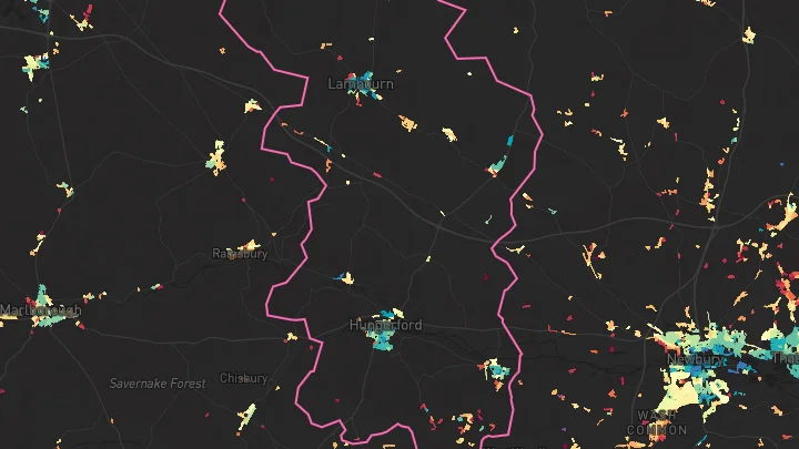 House price heatmap showing property values across Lambourn