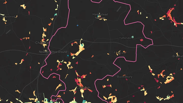 House price heatmap showing property values across Thatcham