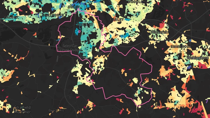 House price heatmap showing property values across Reading