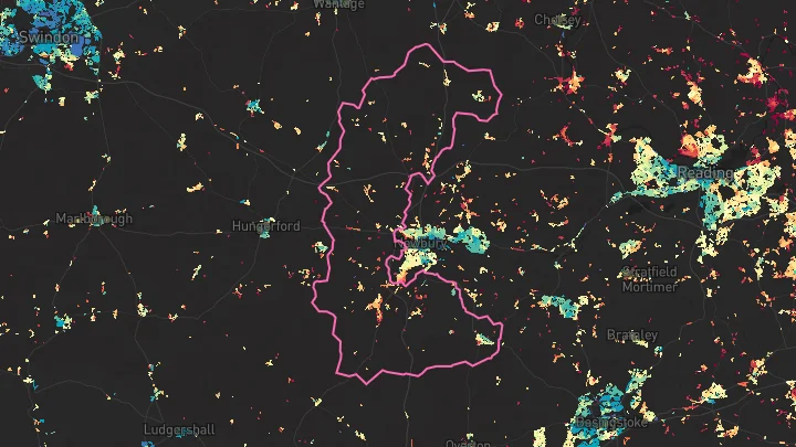 House price heatmap showing property values across Kingsclere