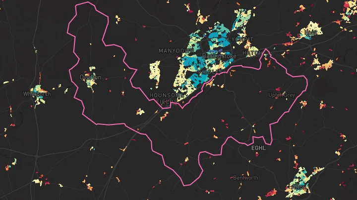 House price heatmap showing property values across Overton