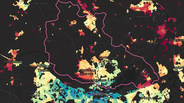 House price heatmap showing property values across Caversham