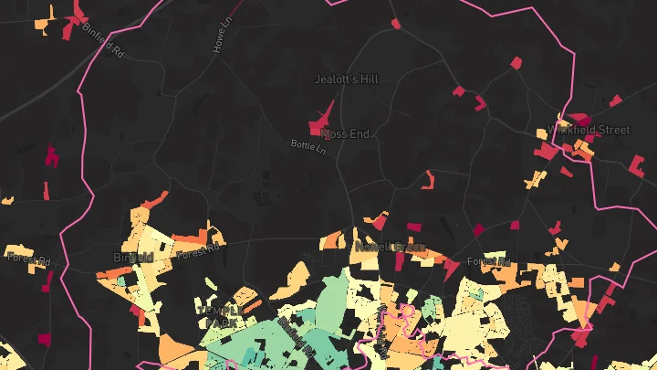 House price heatmap showing property values across Warfield