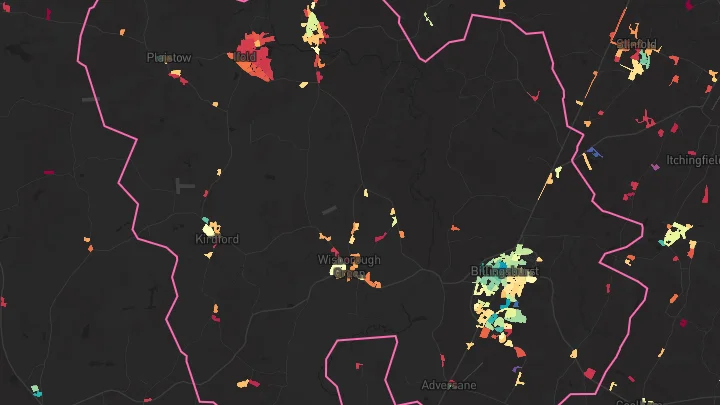 House price heatmap showing property values across Billingshurst