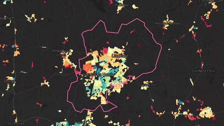 House price heatmap showing property values across Haywards Heath