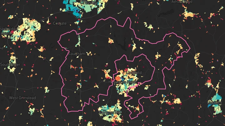 House price heatmap showing property values across Cuckfield