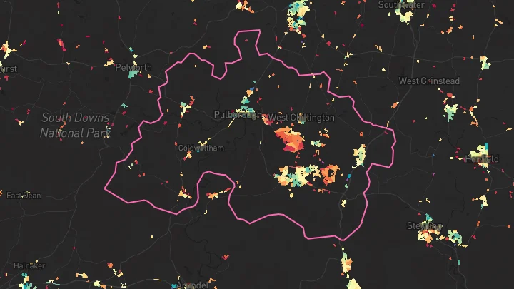 House price heatmap showing property values across Storrington
