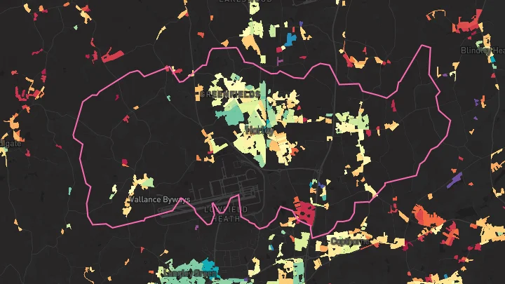 House price heatmap showing property values across Horley
