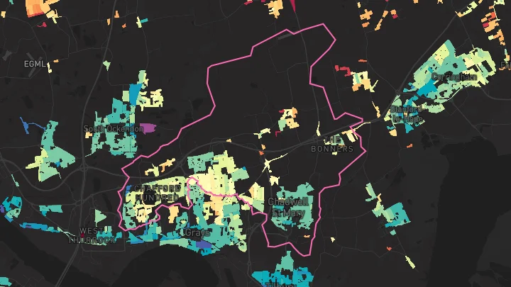 House price heatmap showing property values across Chafford Hundred