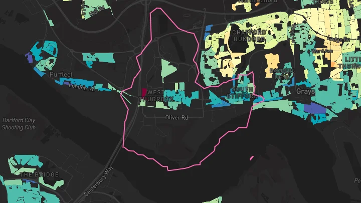 House price heatmap showing property values across Grays