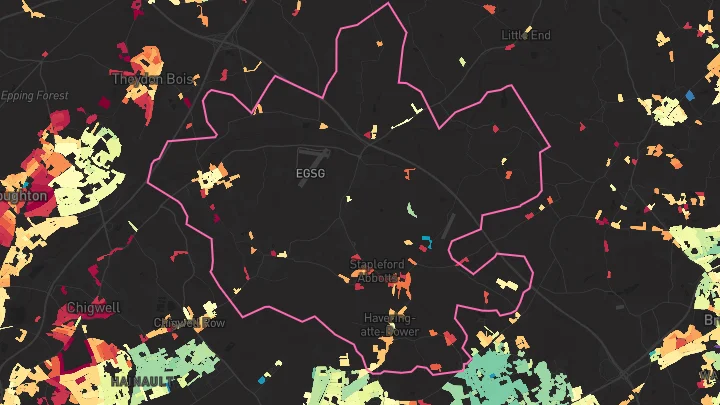 House price heatmap showing property values across Abridge
