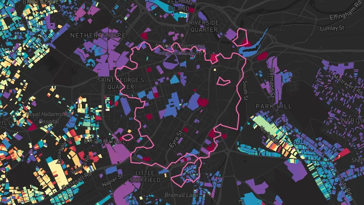 House price heatmap showing property values across Sheffield