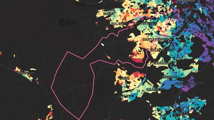 House price heatmap showing property values across Sheffield