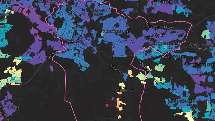 House price heatmap showing property values across Sheffield