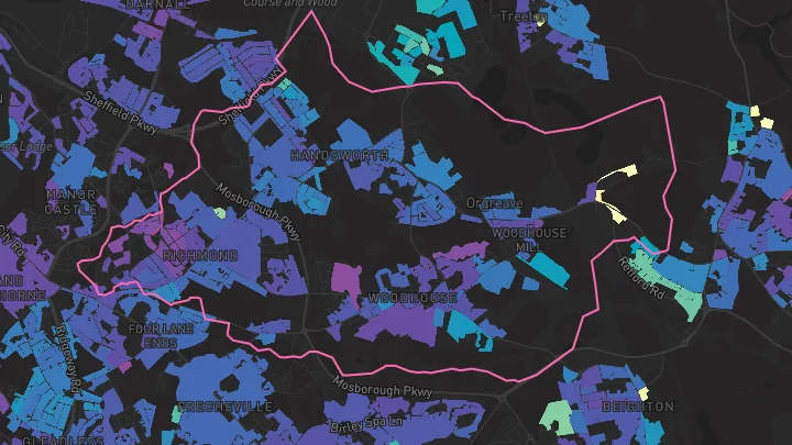 House price heatmap showing property values across Sheffield