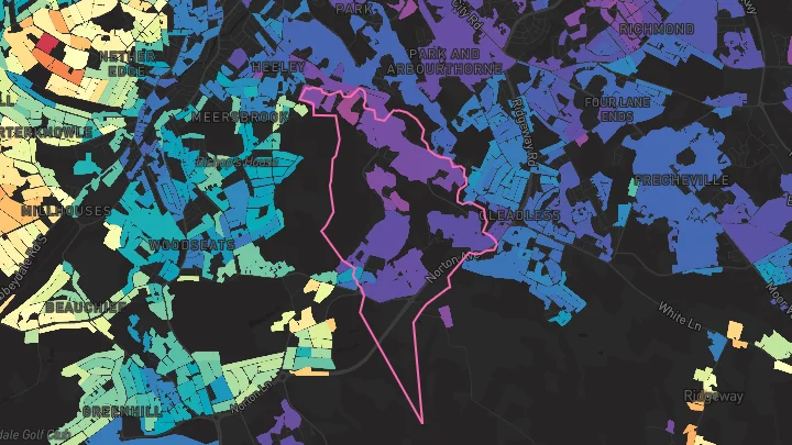 House price heatmap showing property values across Sheffield