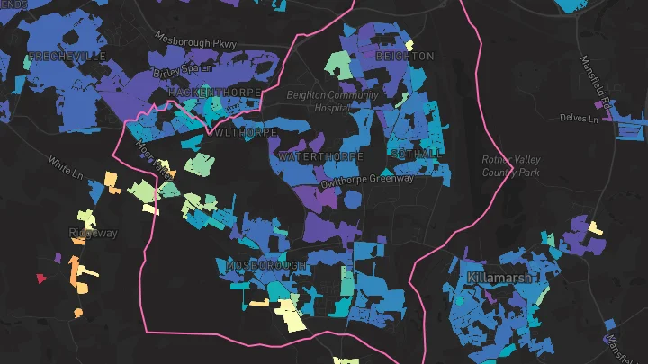 House price heatmap showing property values across Halfway