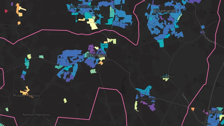 House price heatmap showing property values across Killamarsh