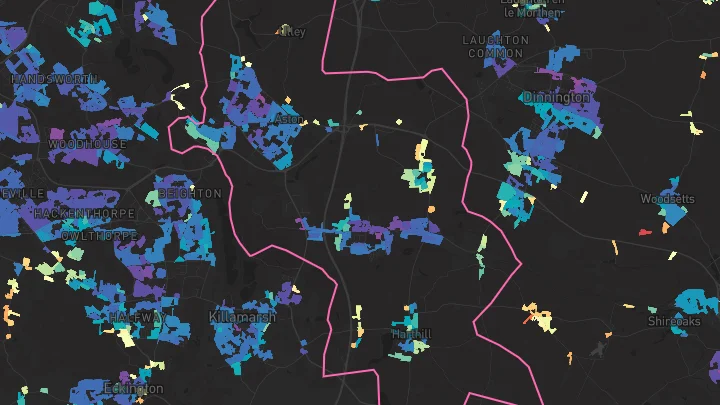 House price heatmap showing property values across Swallownest
