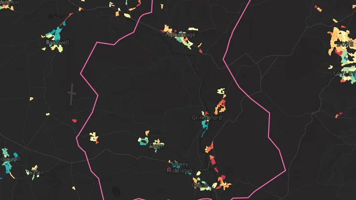 House price heatmap showing property values across Hathersage