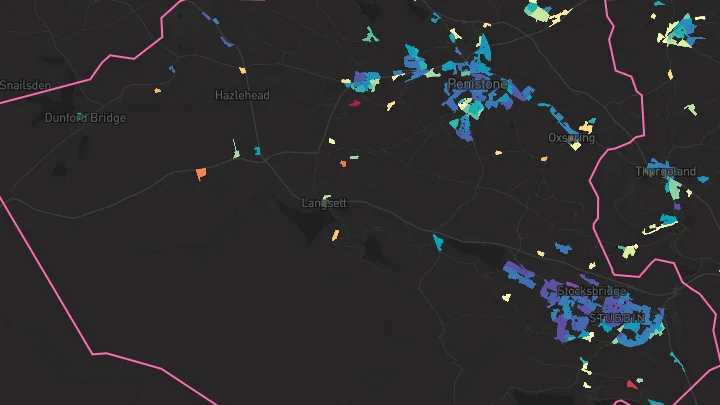 House price heatmap showing property values across Penistone