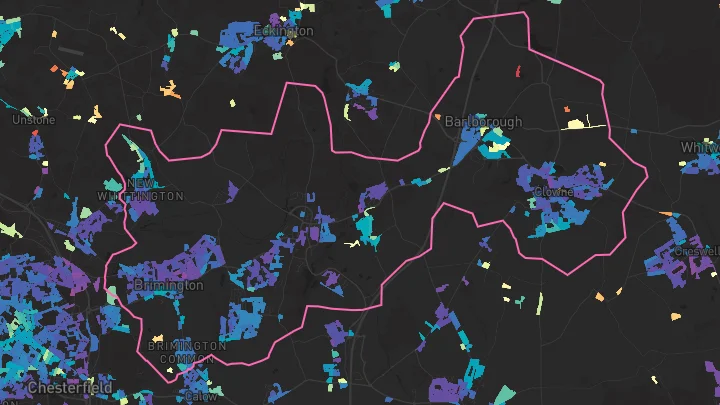 House price heatmap showing property values across Clowne