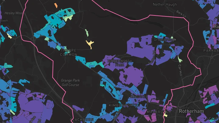 House price heatmap showing property values across Rotherham