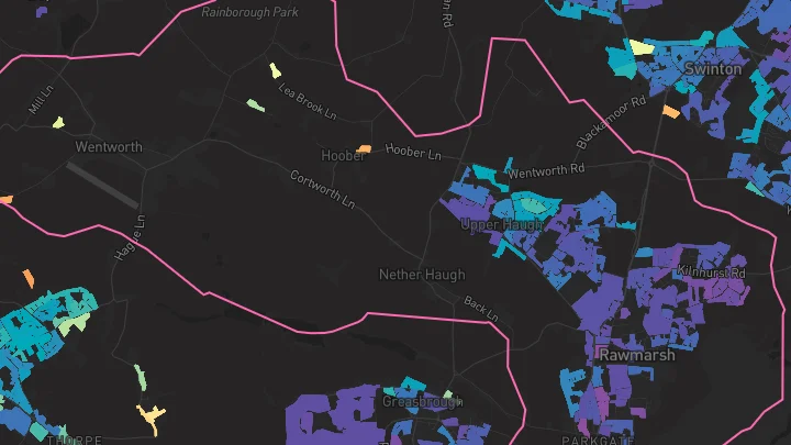 House price heatmap showing property values across Rawmarsh