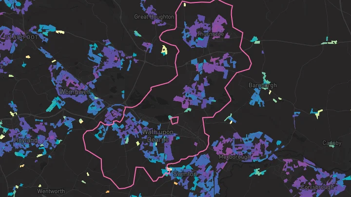 House price heatmap showing property values across Wath Upon Dearne