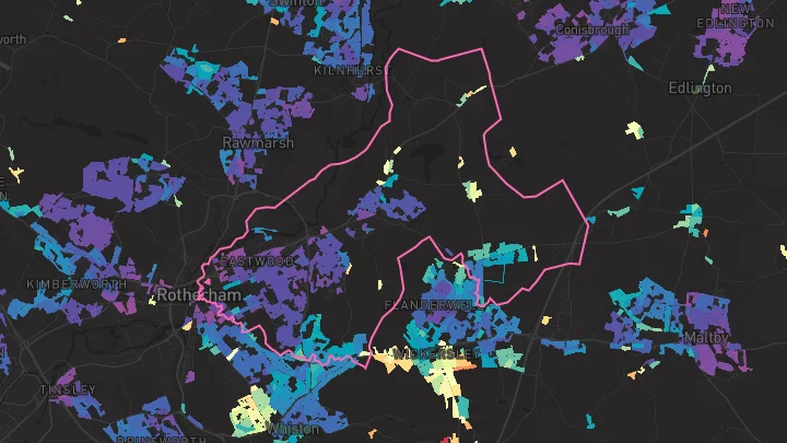 House price heatmap showing property values across Rotherham