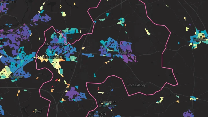 House price heatmap showing property values across Maltby