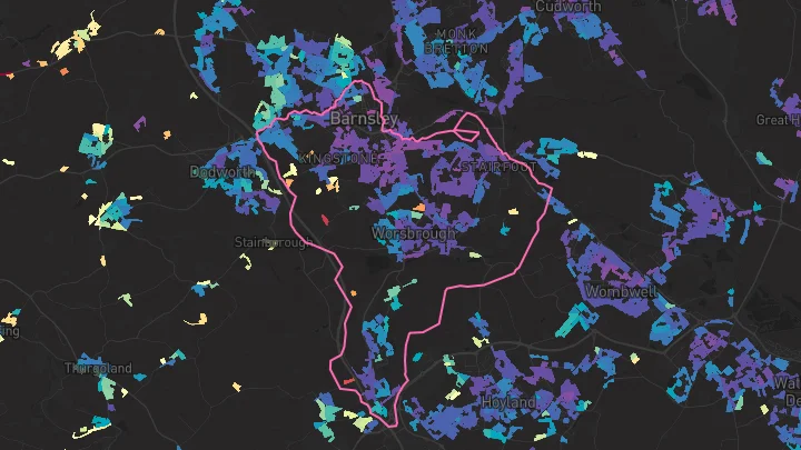 House price heatmap showing property values across Barnsley