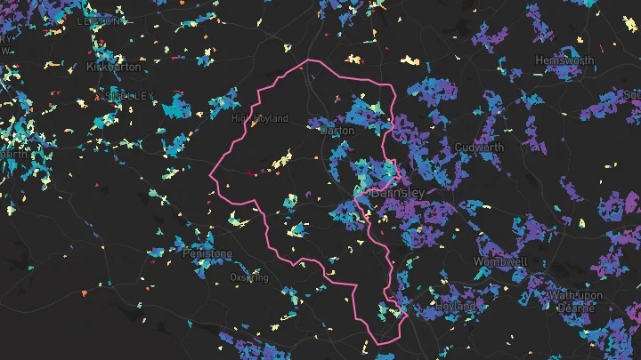 House price heatmap showing property values across Darton